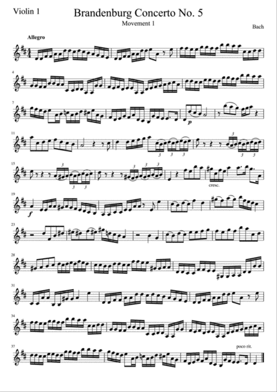 Brandenburg Concerto No. 5, Movement 1 String Orchestra scores gallery preview page 6