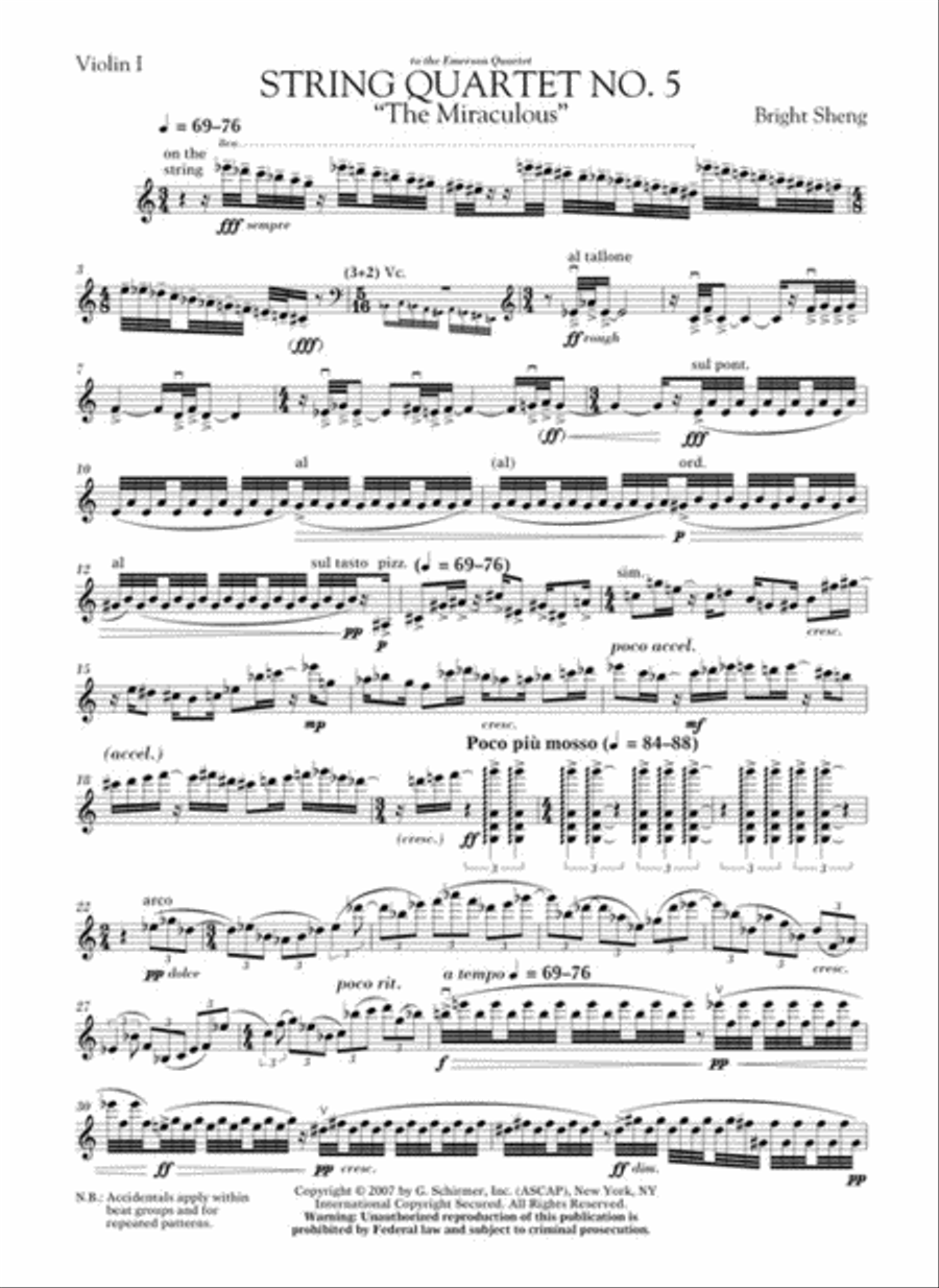 String Quartet No. 5 The Miraculous String Quartet scores gallery preview page 6