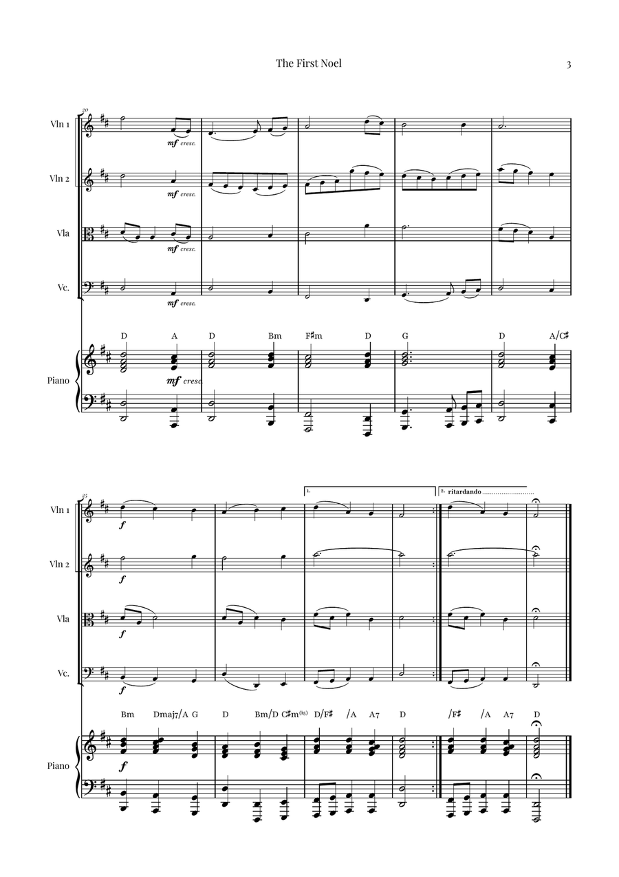 The First Noel | BEAUTIFUL Christmas Classic String Quartet scores gallery preview page 3