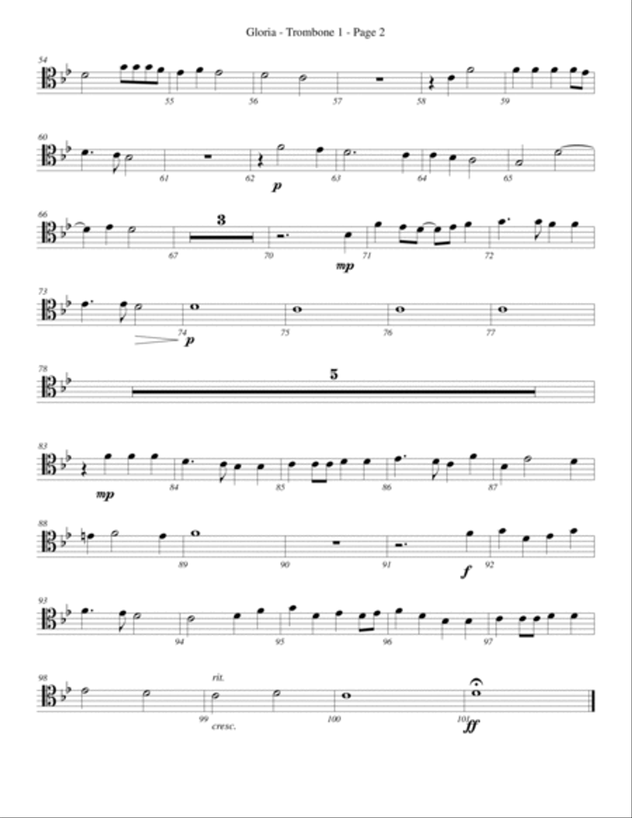 Gloria for Trombone or Low Brass Trio Trombone Trio scores gallery preview page 5