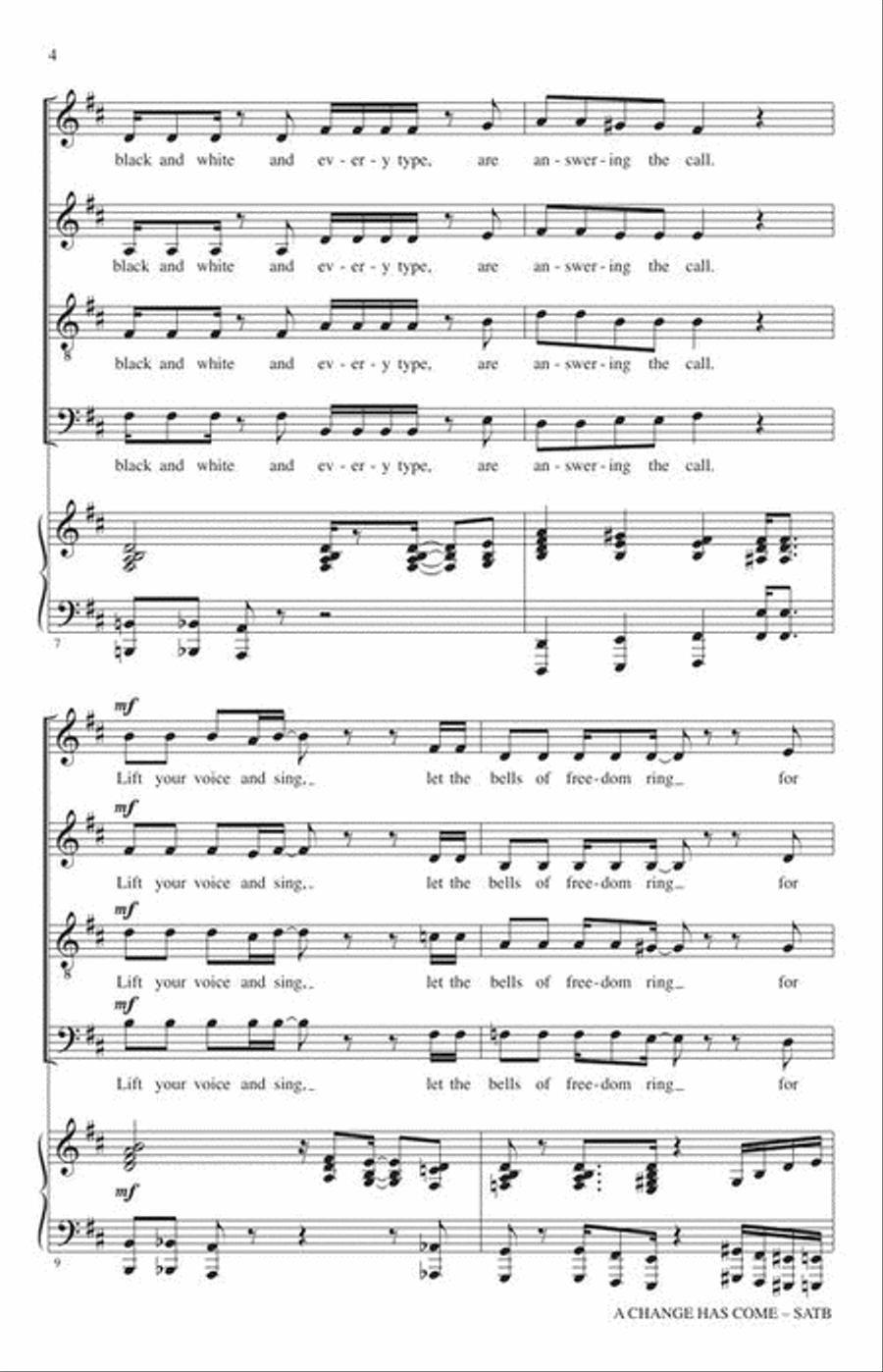 A Change Has Come A Change Has Come 4-Part scores gallery preview page 5