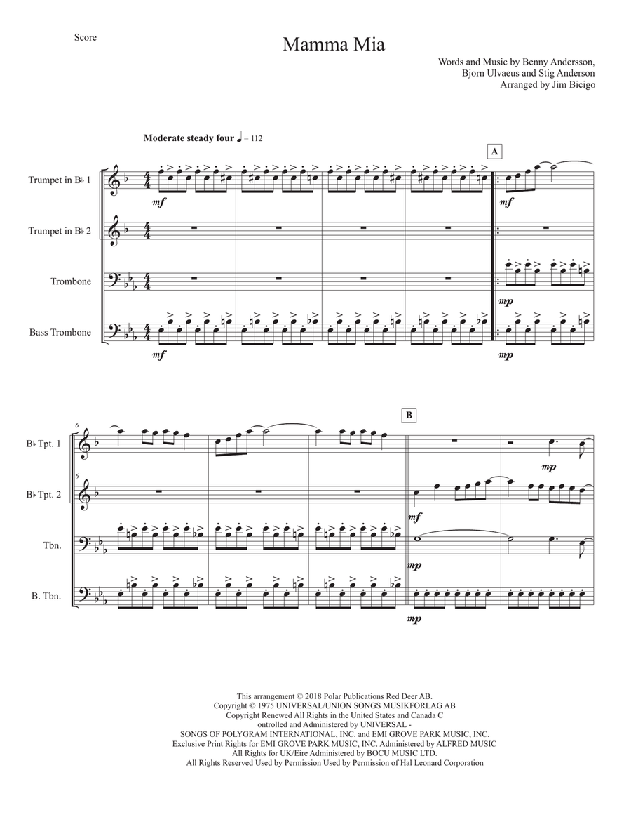 Mamma Mia School and Community scores gallery preview page 1