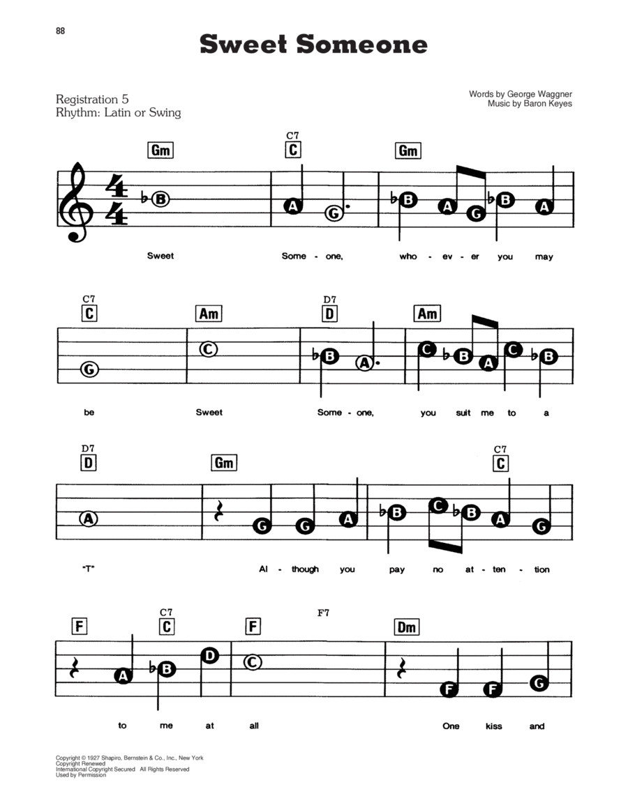 Sweet Someone Electronic Keyboard scores gallery preview page 1