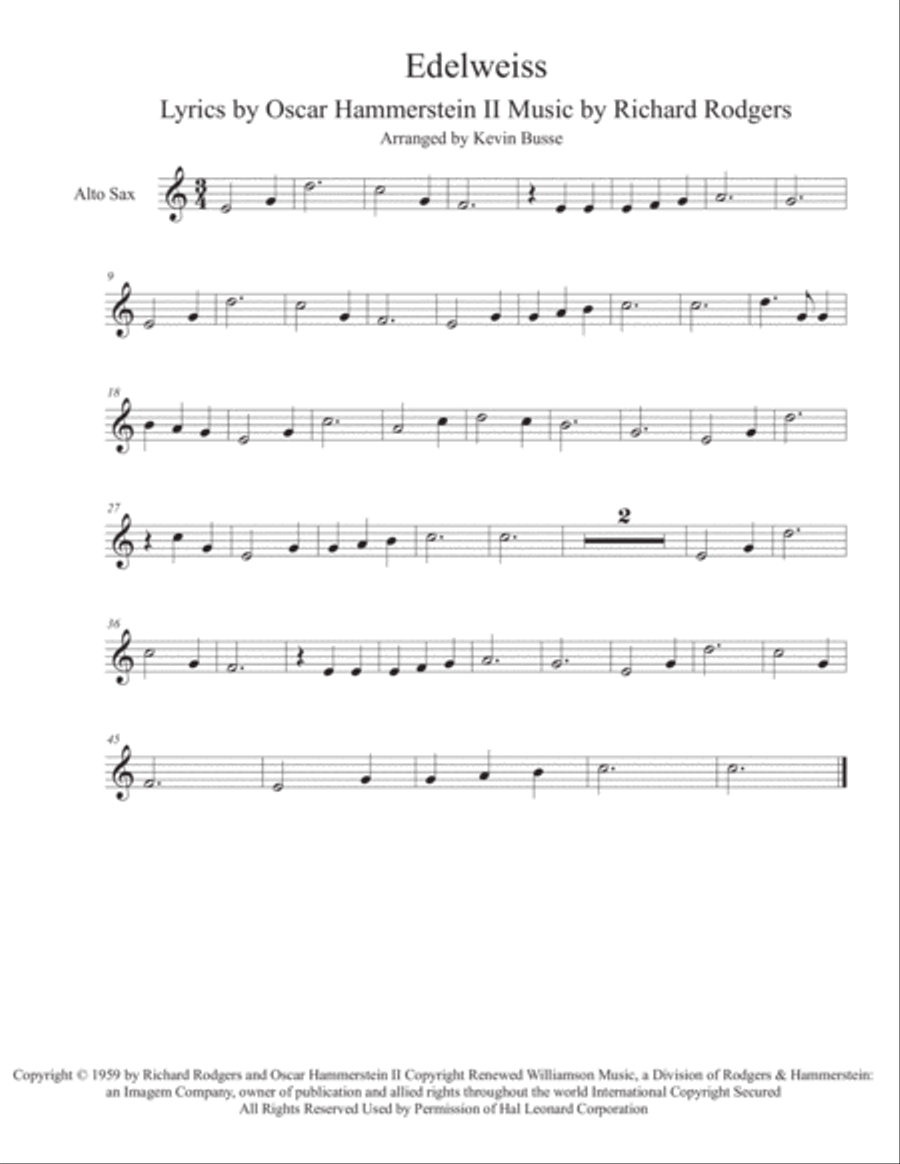 Edelweiss Alto Saxophone scores gallery preview page 1