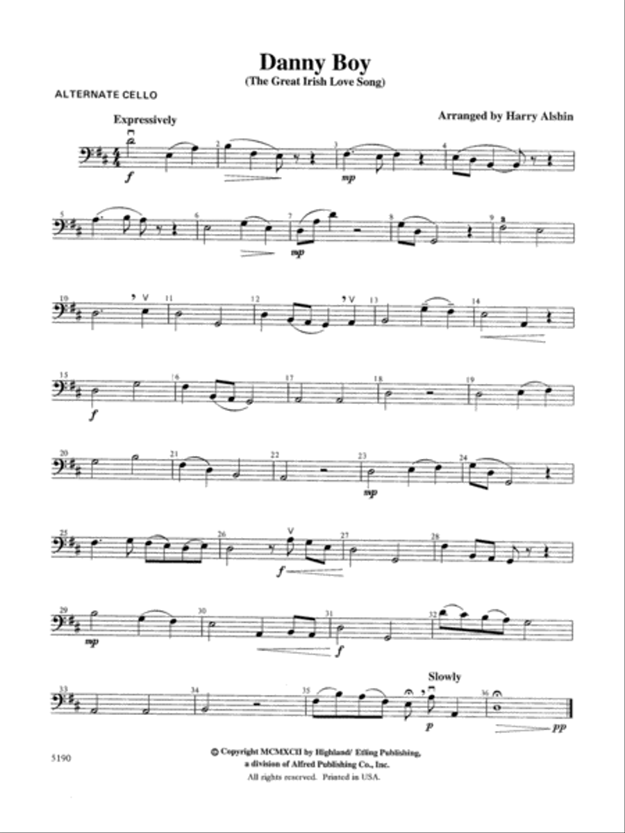 Danny Boy: Alternate Cello String Orchestra scores gallery preview page 1