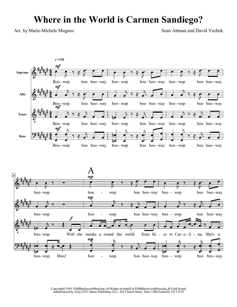 Where In The World Is Carmen Sandiego? 4-Part scores gallery preview page 1