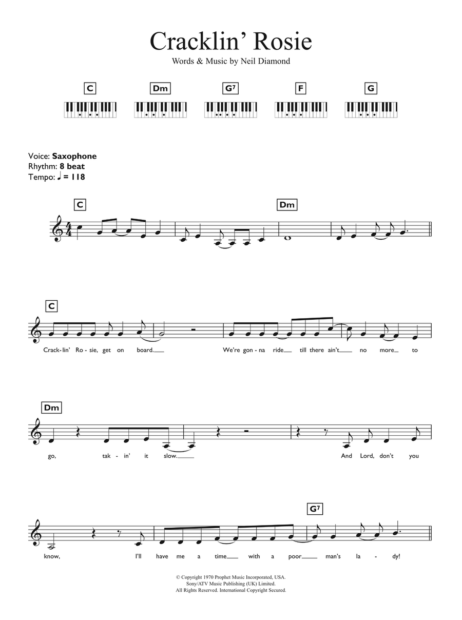 Cracklin' Rosie Cracklin' Rosie Piano Solo scores gallery preview page 1