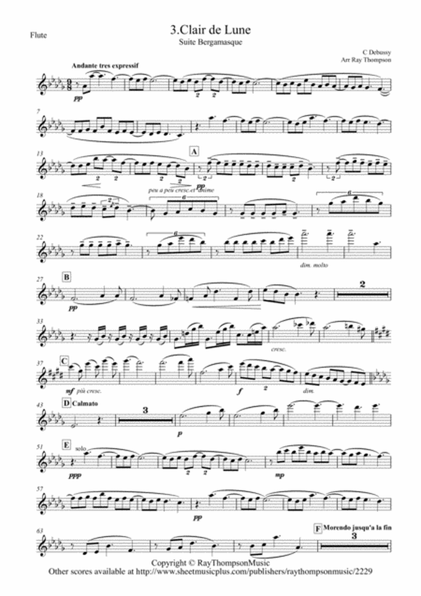 Debussy: Suite Bergamasque Mvt.3 Clair de Lune - wind quintet image number null