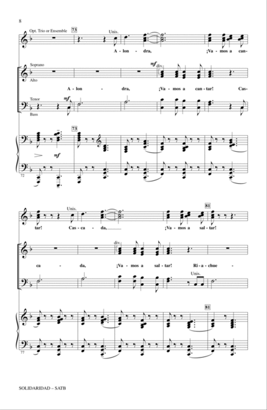 Solidaridad (In Solidarity) 4-Part scores gallery preview page 6