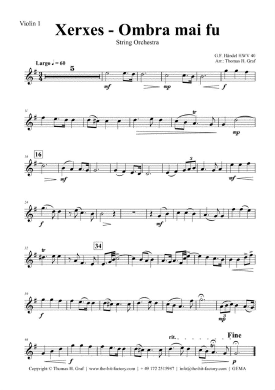 Xerxes Largo - Ombra mai fu - String Orchestra String Orchestra scores gallery preview page 3