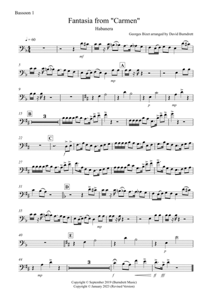 Habanera (Fantasia from Carmen) for Bassoon Quartet image number null