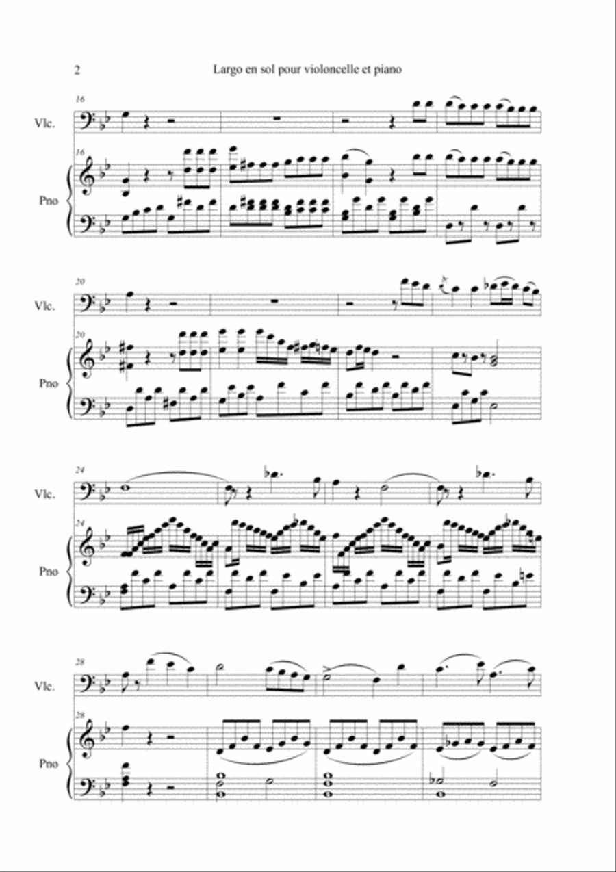 Donizetti, Gaetano (1797-1848)-Largo en sol pour violoncelle et piano Small Ensemble scores gallery preview page 2