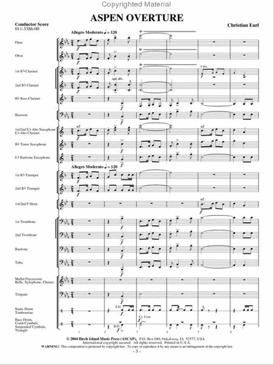 Aspen Overture Aspen Overture Concert Band scores gallery preview page 2