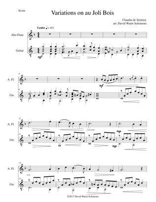 Variations on au Joli Bois for alto flute and guitar