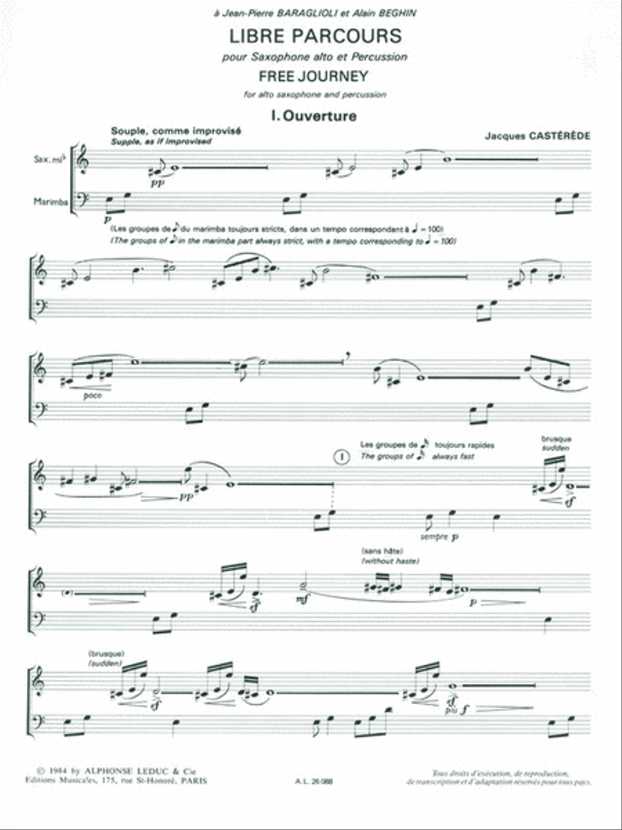 Libre Parcours (saxophone & Percussion) Percussion scores gallery preview page 2