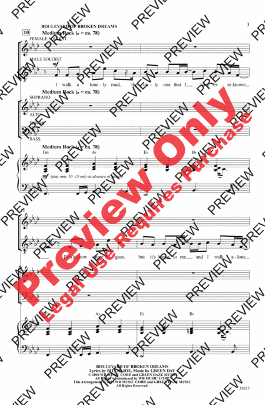 Green Day on Stage: Selections from American Idiot 4-Part scores gallery preview page 3