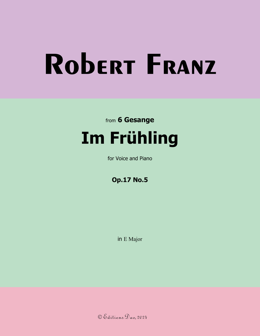 Im Fruhling, by Robert Franz, in E Major Voice scores gallery preview page 1