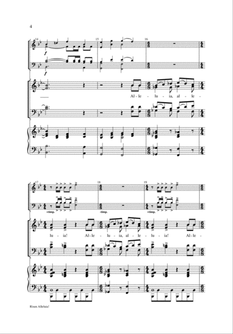 Risen Alleluia! 4-Part scores gallery preview page 4