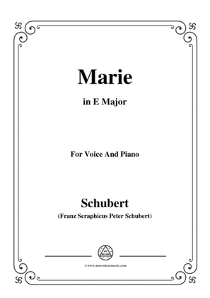 Book cover for Schubert-Marie,in E Major,for Voice&Piano