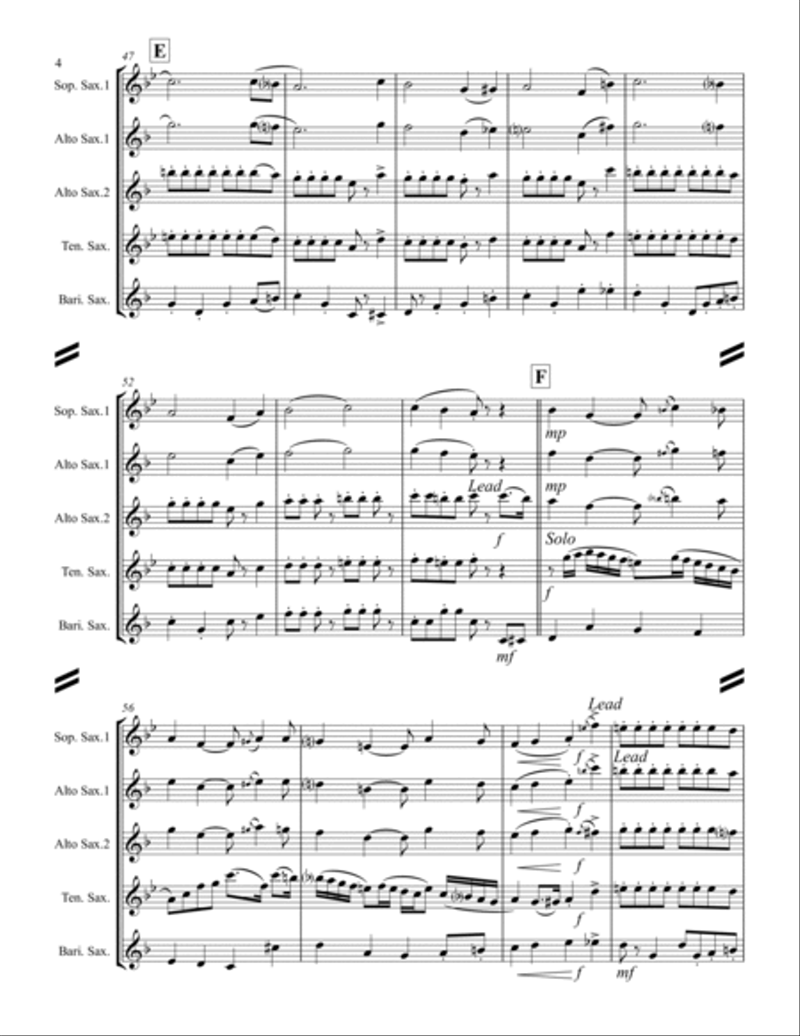 Too Fat Polka (she's Too Fat For Me) Saxophone Quartet scores gallery preview page 5