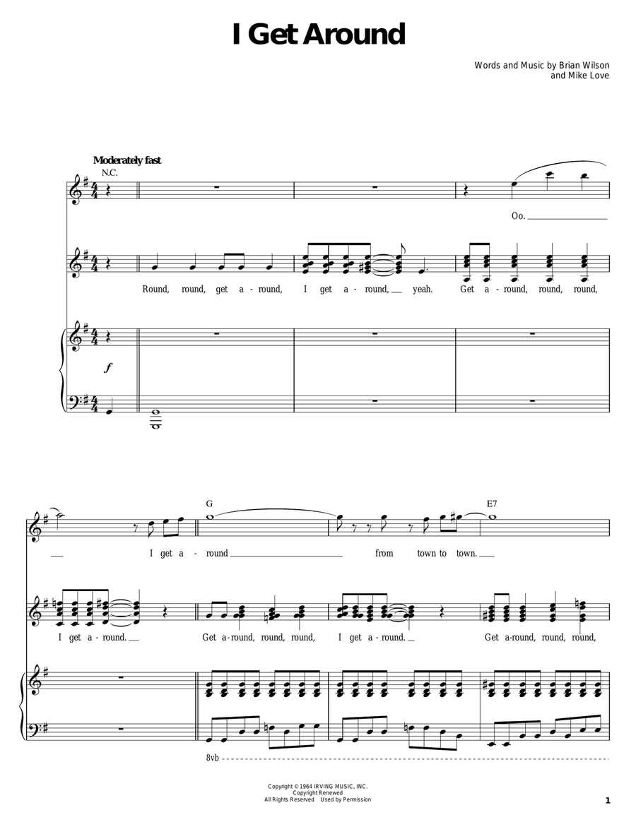 I Get Around Piano, Vocal scores gallery preview page 1