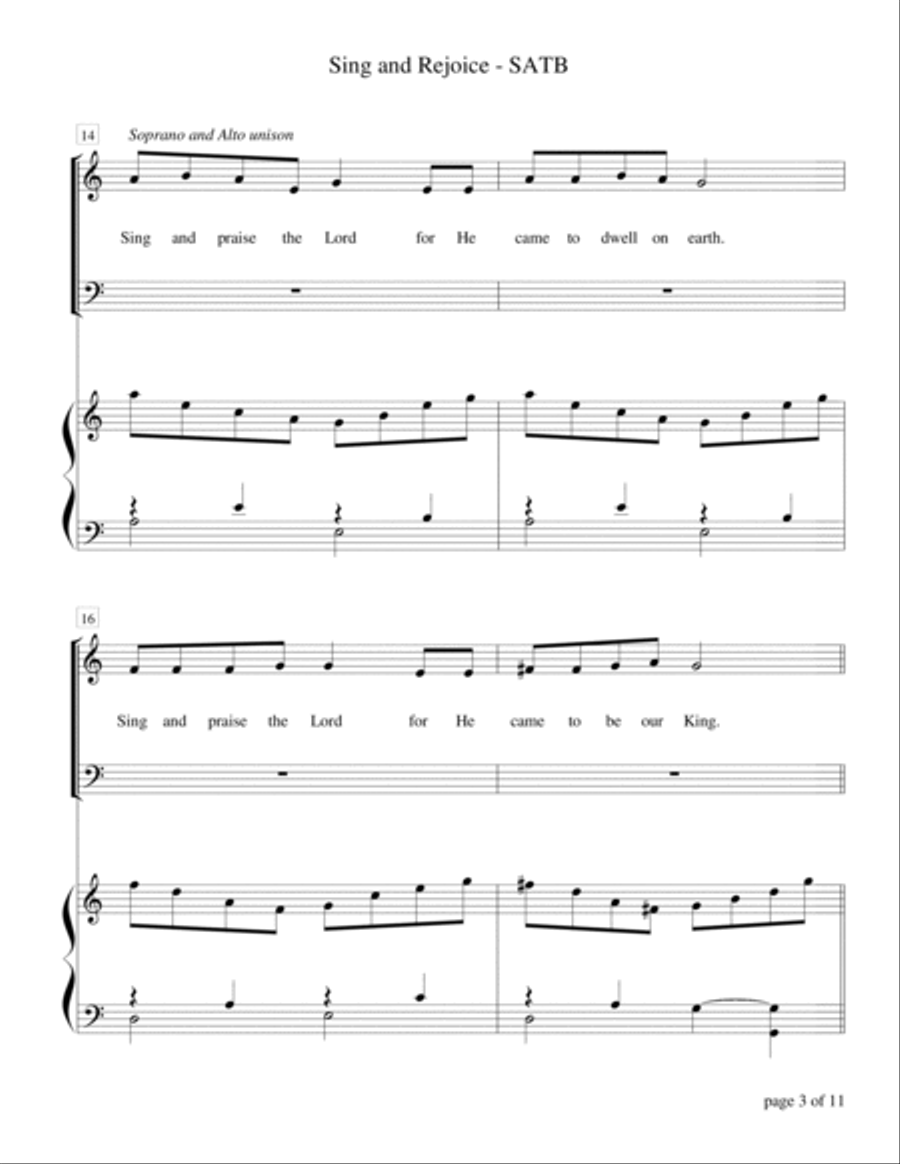 Sing and Rejoice (SATB quartet with piano accompaniment) image number null