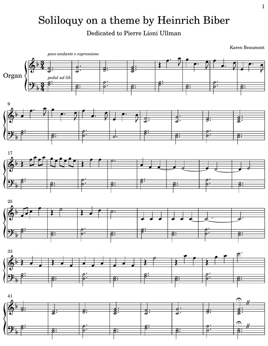 Soliloquy on a theme by Heinrich Biber (manuals only) Organ Solo scores gallery preview page 2