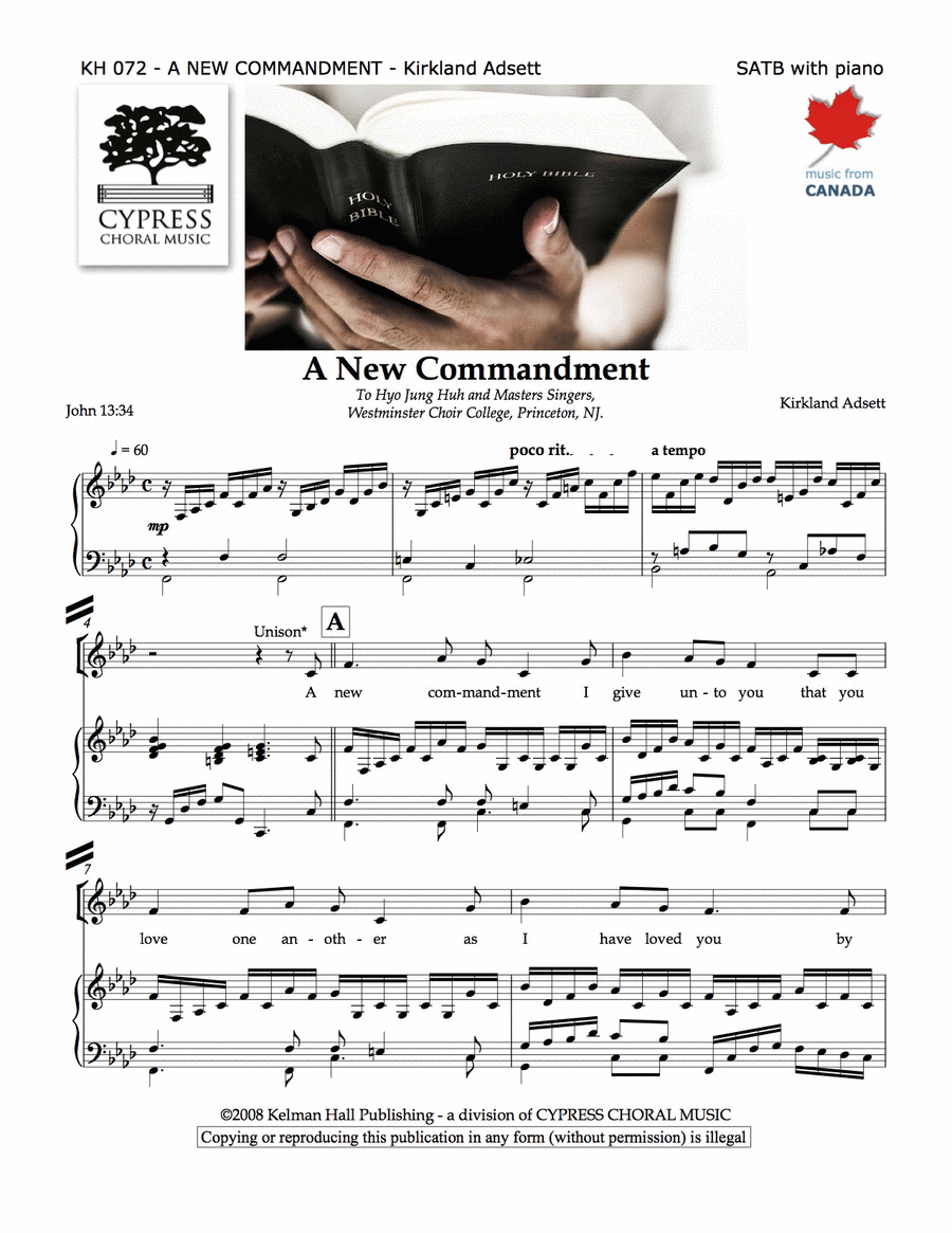 A New Commandment 4-Part scores gallery preview page 1