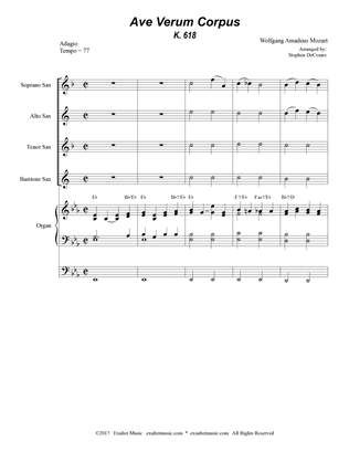Ave Verum Corpus (Saxophone Quartet - Organ accompaniment)