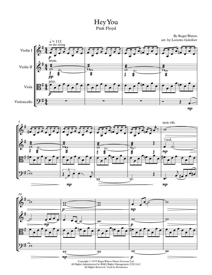 Hey You String Quartet scores gallery preview page 1