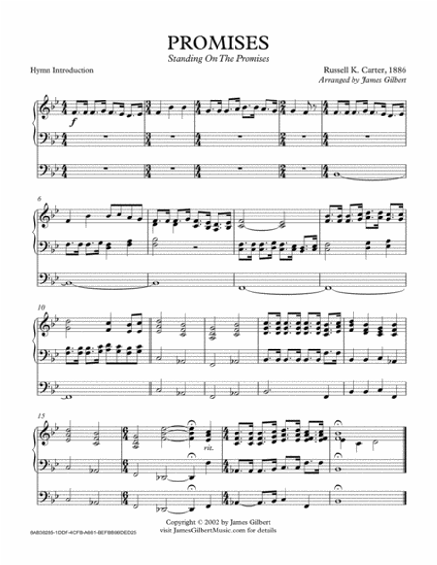 Standing On The Promises Organ Solo scores gallery preview page 1