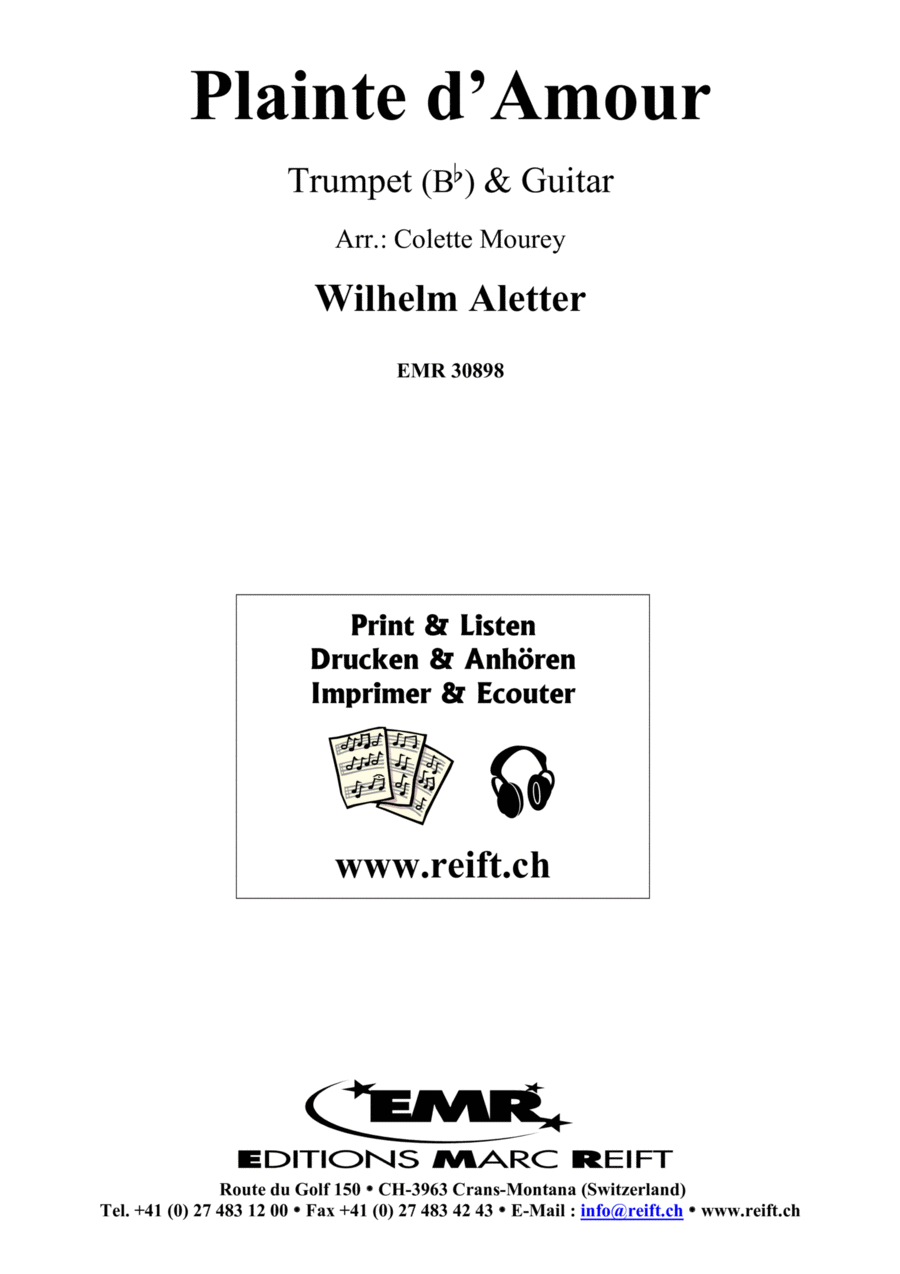 Plainte d'Amour Trumpet scores gallery preview page 1
