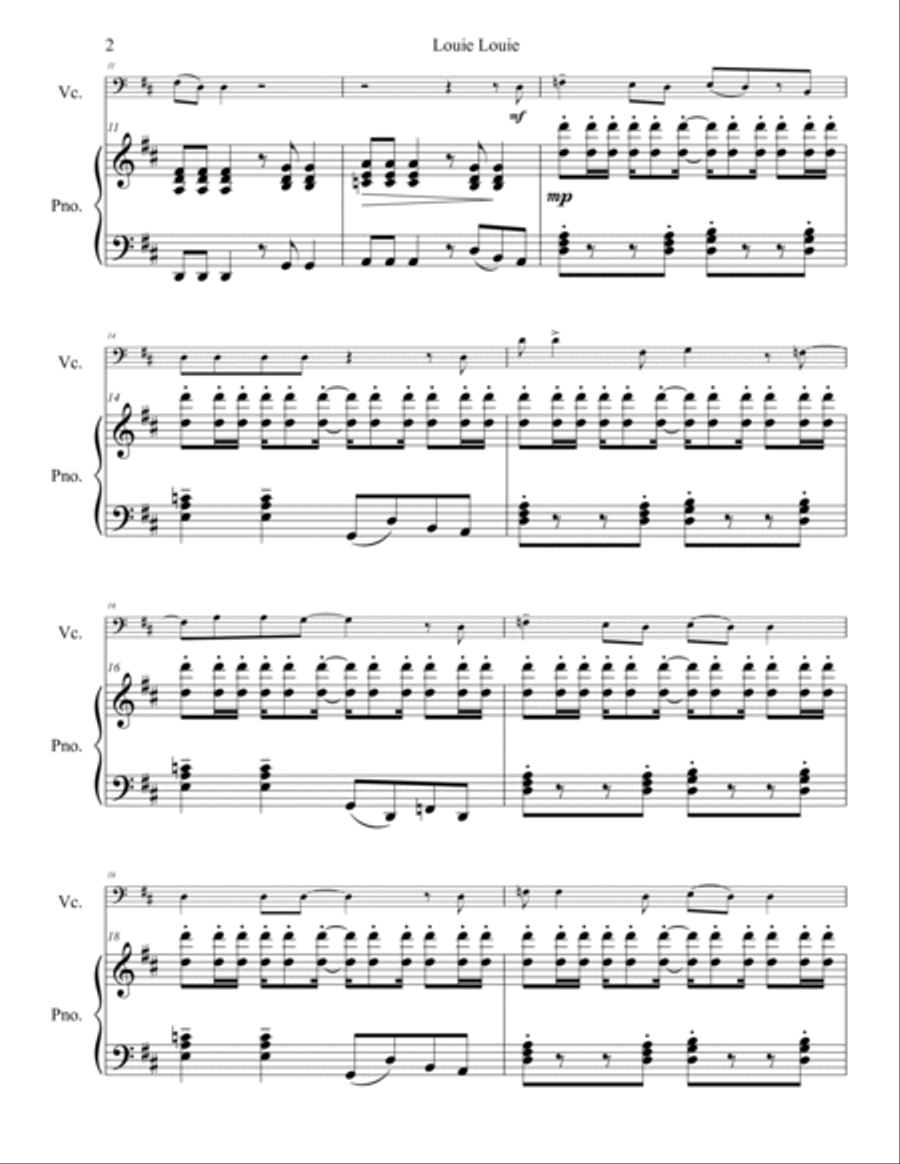 Louie, Louie Piano scores gallery preview page 3