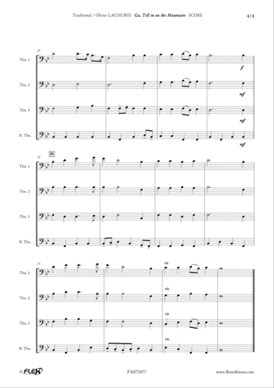 Go, Tell it on the Mountain Trombone Quartet scores gallery preview page 4
