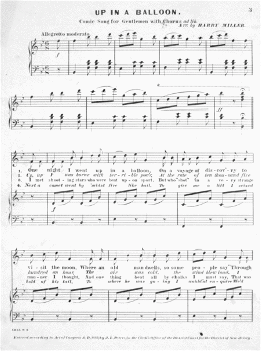 Celebrated Character Songs. Up in a Balloon. Comic Song Voice scores gallery preview page 2