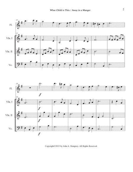 Christmas Medley (What Child is This / Away in a Manger): Quartet for Flute, Two Violins and Cello image number null