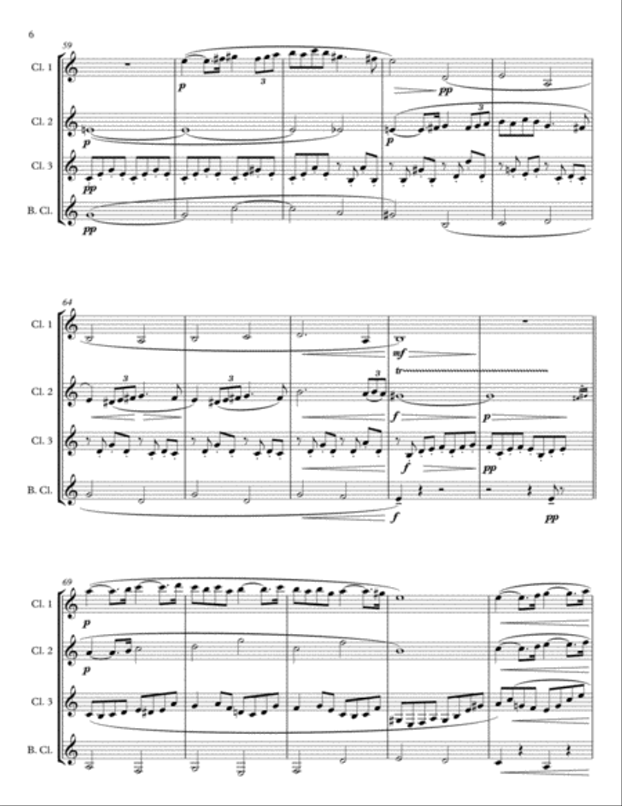 Pavane, Op. 50 for Clarinet Quartet or Choir Choir scores gallery preview page 6