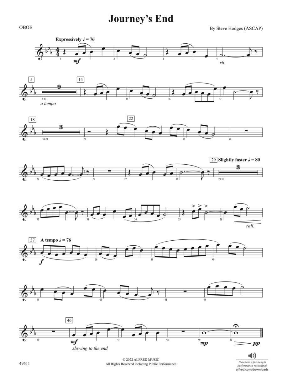 Journey's End: Oboe Journey's End: Oboe Concert Band scores gallery preview page 1