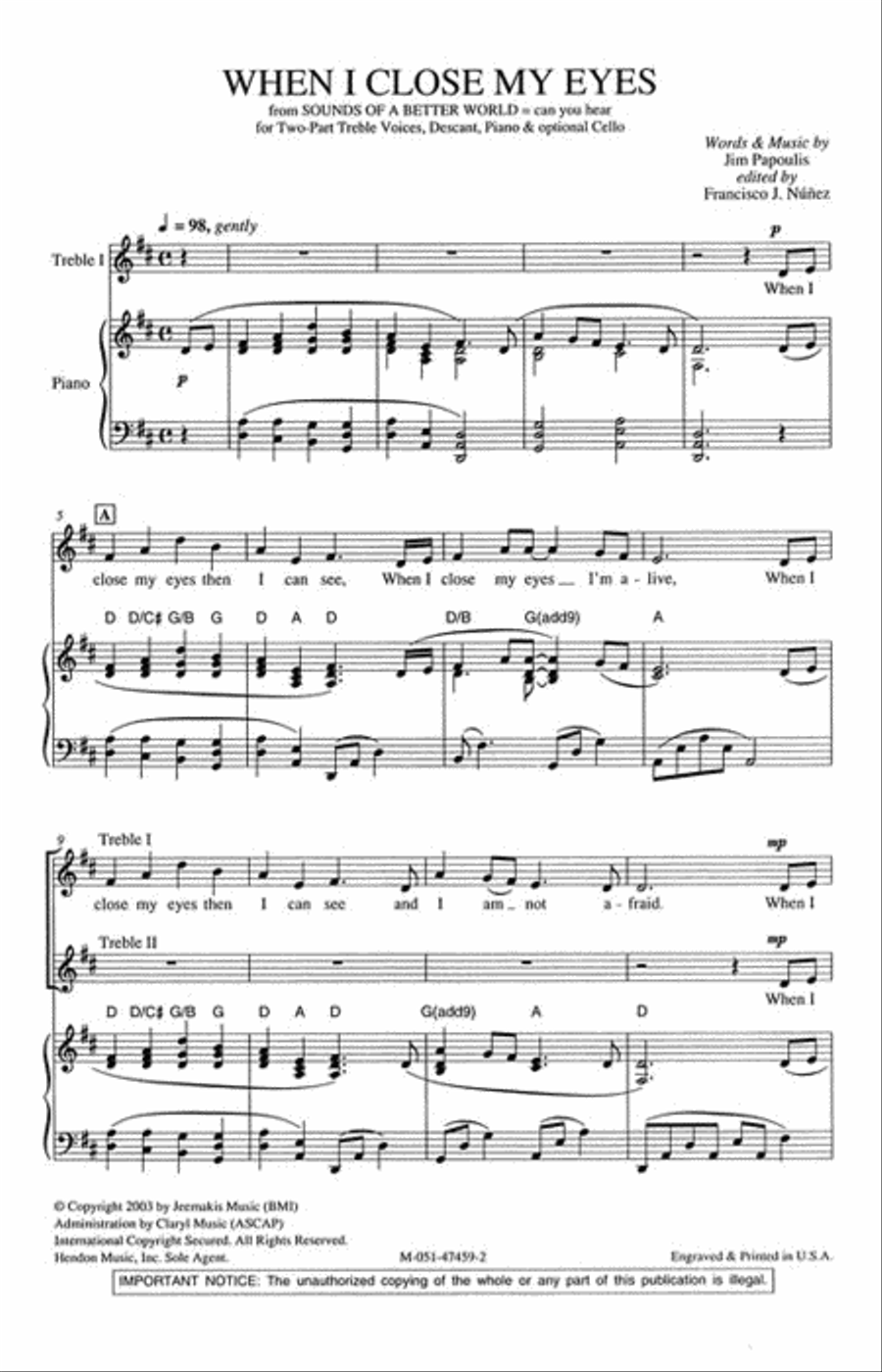 When I Close My Eyes 2-Part scores gallery preview page 2