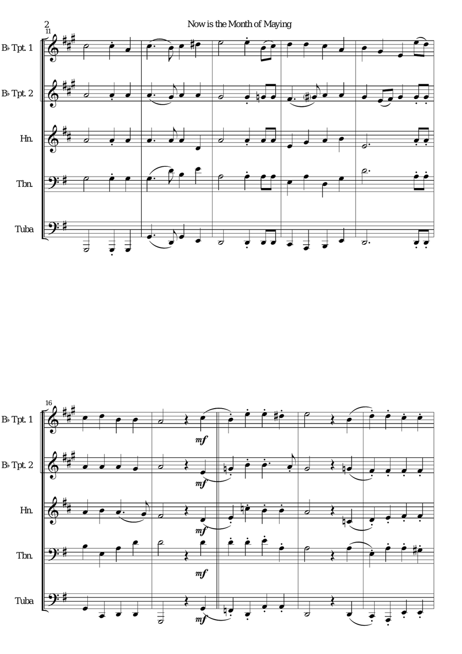 Now is the Month of Maying with variations for brass quintet Brass Quintet scores gallery preview page 2