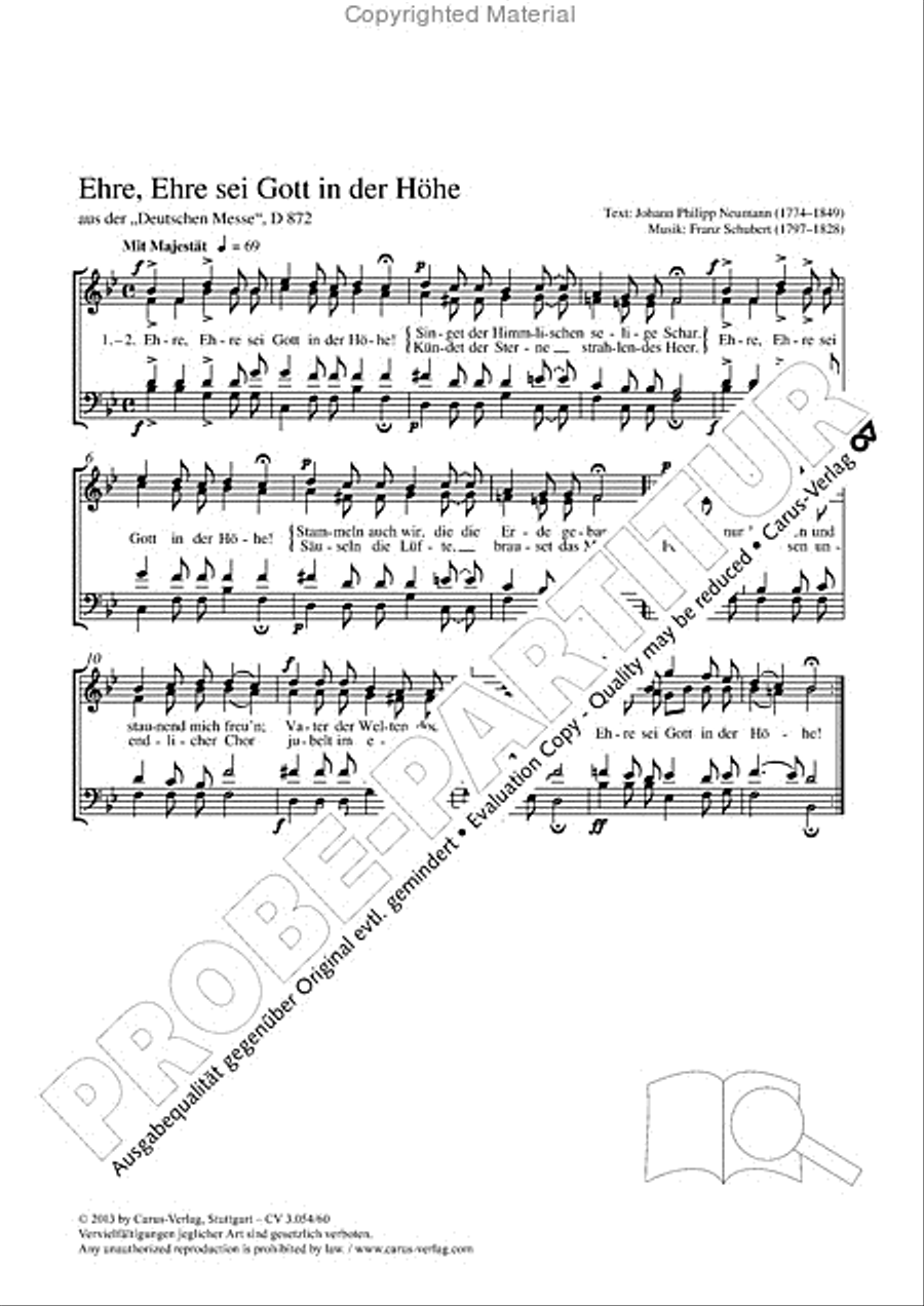 Glory to god in the highest (Ehre sei Gott in der Hohe) 4-Part scores gallery preview page 2