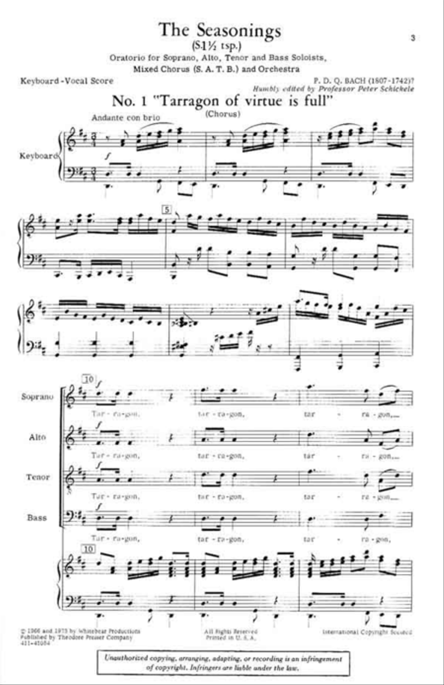<br>Sheet music extract