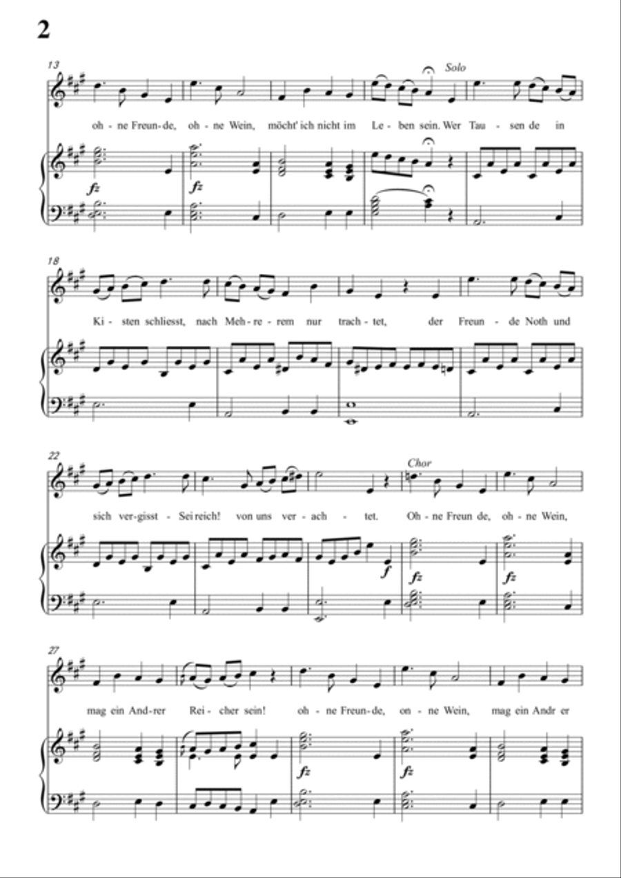 Schubert-Trinklied in A for Vocal and Piano Voice scores gallery preview page 3
