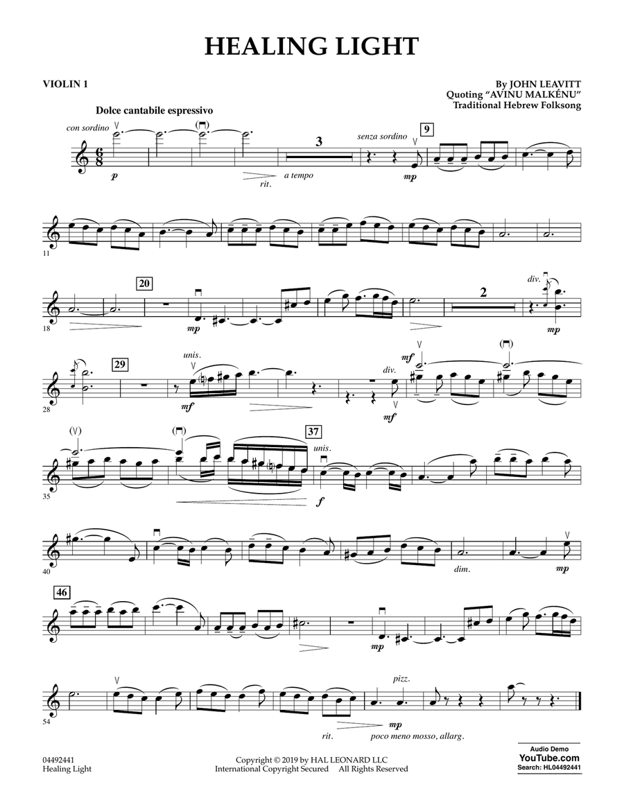 Healing Light - Violin 1 Orchestra scores gallery preview page 1