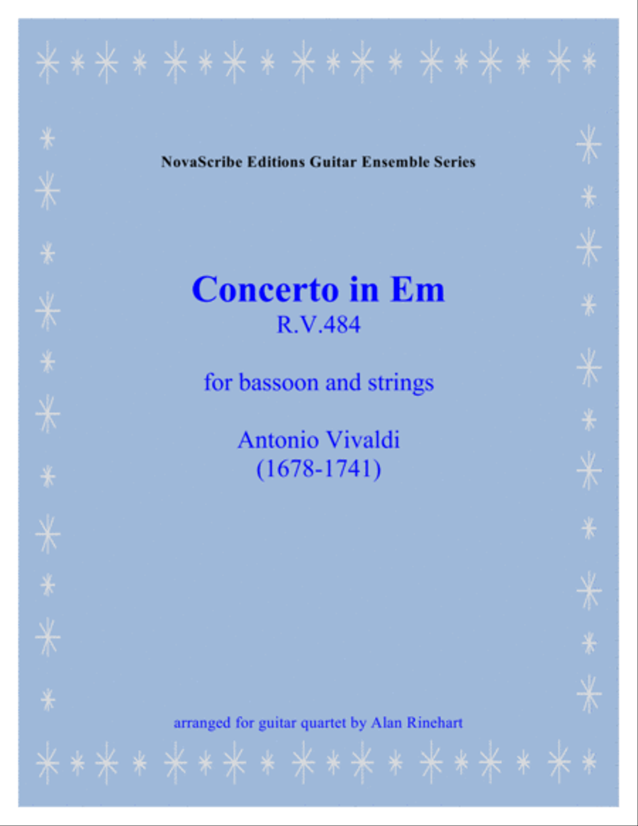 Concerto in Em (for bassoon and strings) R. V. 484 arranged for guitar quartet Small Ensemble scores gallery preview page 1