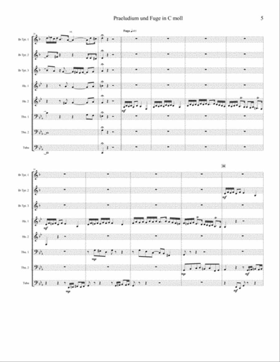 Prelude and Fugue in C minor (549) for Brass Octet Brass Ensemble scores gallery preview page 5