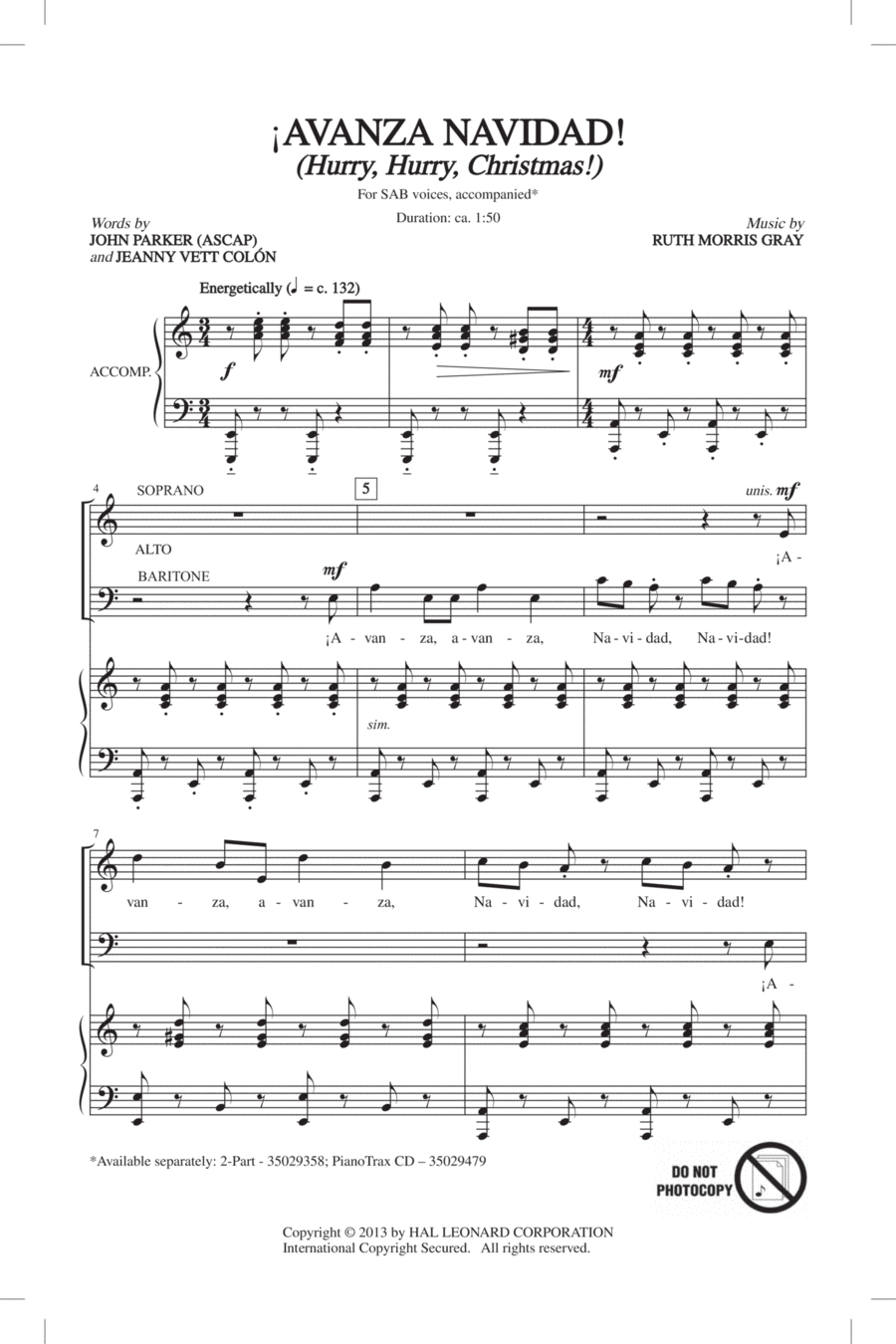 !Avanza Navidad! (Hurry, Hurry, Christmas!) 3-Part scores gallery preview page 1