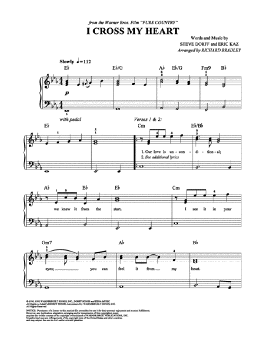 I Cross My Heart Easy Piano scores gallery preview page 1