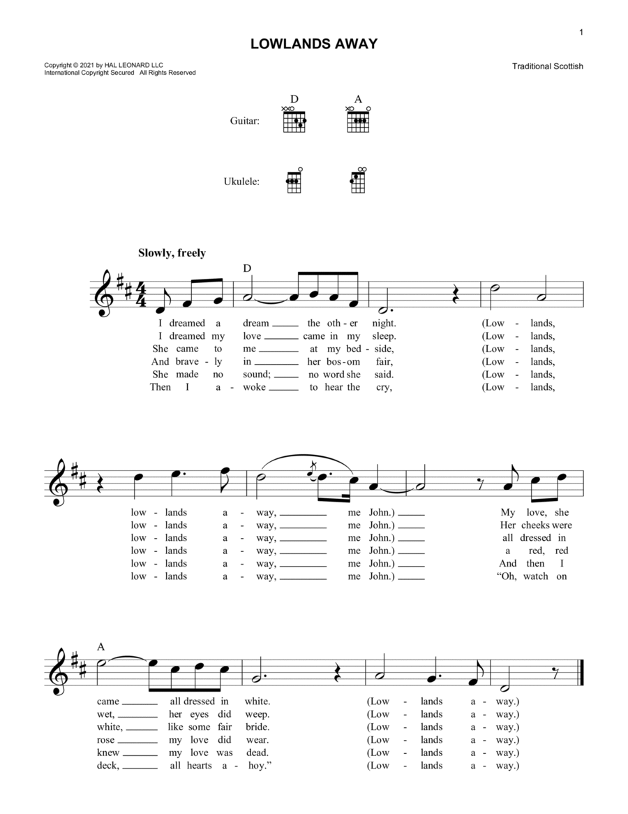 Lowlands Away Piano scores gallery preview page 1