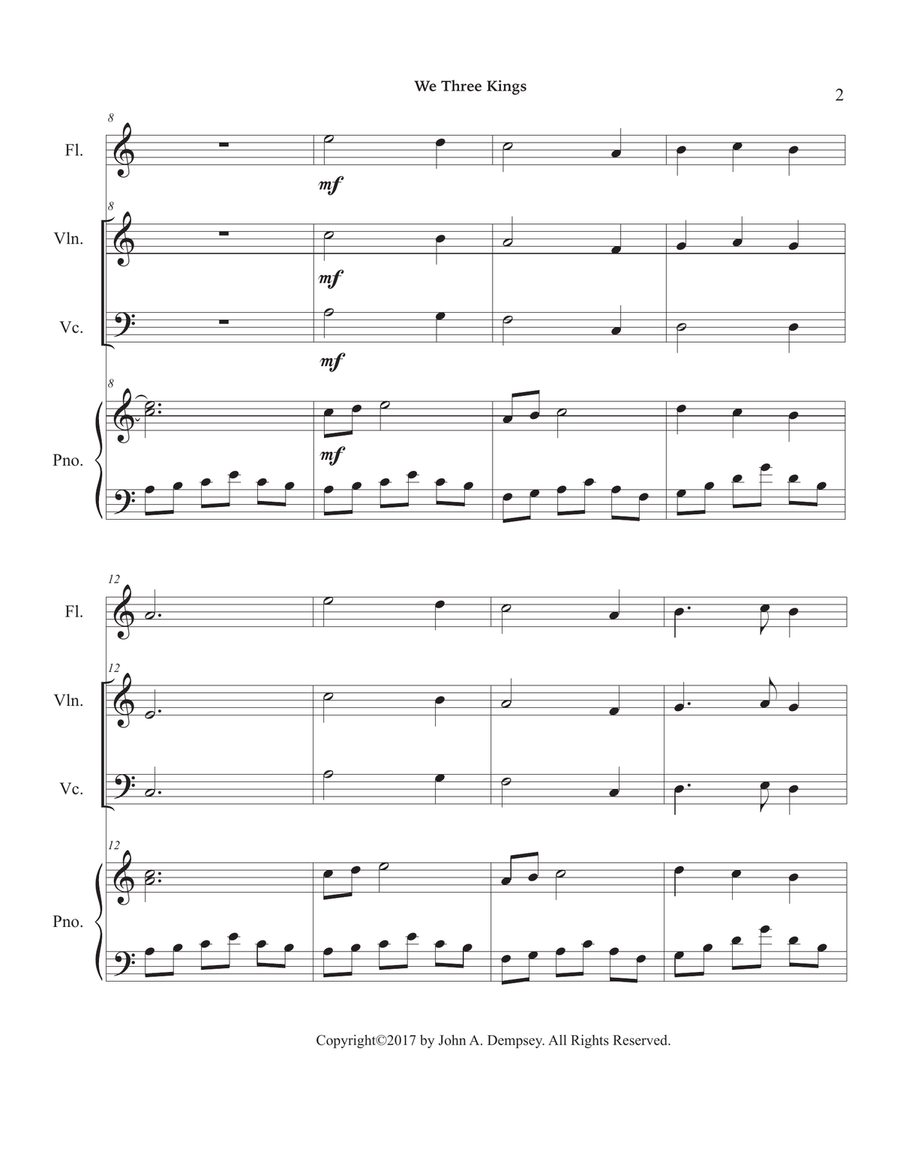 We Three Kings (Quartet for Flute, Violin, Cello and Piano) Small Ensemble scores gallery preview page 6